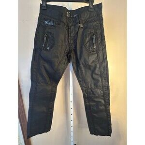 Isaac b Designer Distress Black Goth Pant Jean Sz. 29x29” Zipper Pocket Y2K Punk